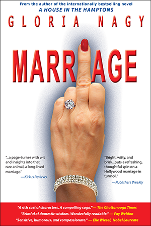 Front cover of book Marriage by Gloria Nagy showing woman's had with wedding ring